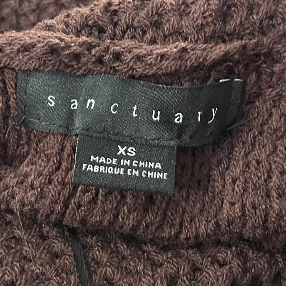 NWOT Sanctuary Cowl Neck Waffle Knit Sweater in Brown Size XSmall - Picture 8 of 10